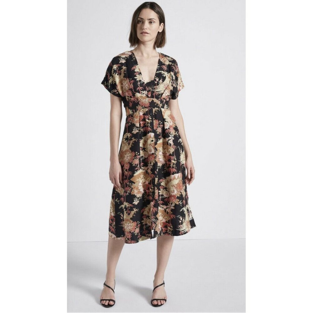 Current/Elliot The Retro Midi Dress Linen NEW - Picture 5 of 13